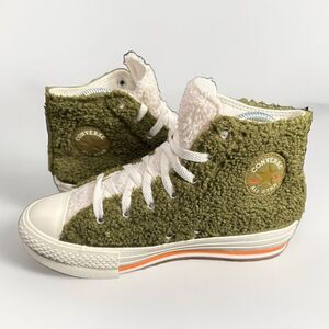 Converse‎ Eva Lift Hi Moss Sherpa Platform Sneaker Size 4 Junior
